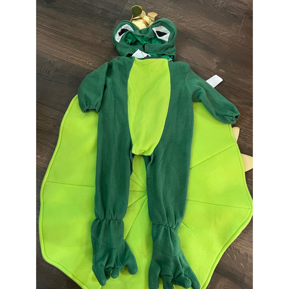 Infant Frog Prince Costume Fleece Jumpsuit with Crown and Lily Pad Prop
